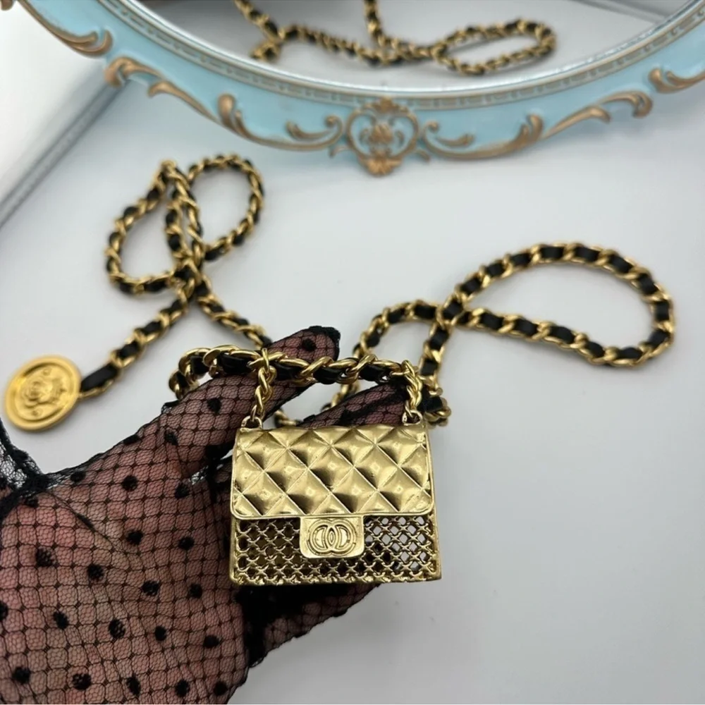 Anthropologie Mini Double Chain Charm Belt/Bag